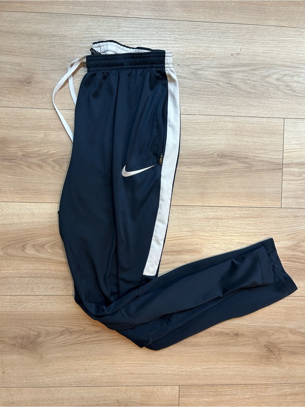 Nike Black Joggers with White Side Panel and Swoosh